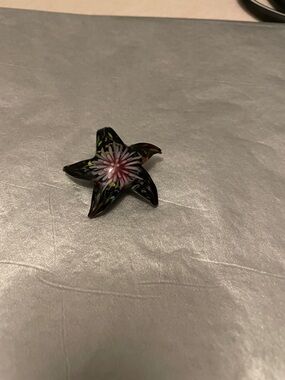 Vintage Murano Glass Pendant - Black with Pink Center